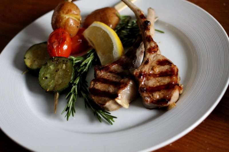 Grilled Lamb with Veggie Skewers in Under 30 Minutes www.juliemiguel.com