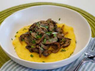 creamy parmesan polenta with marsala mushrooms