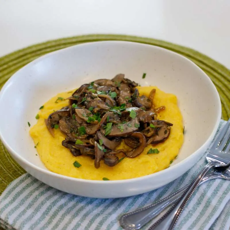 creamy parmesan polenta with marsala mushrooms